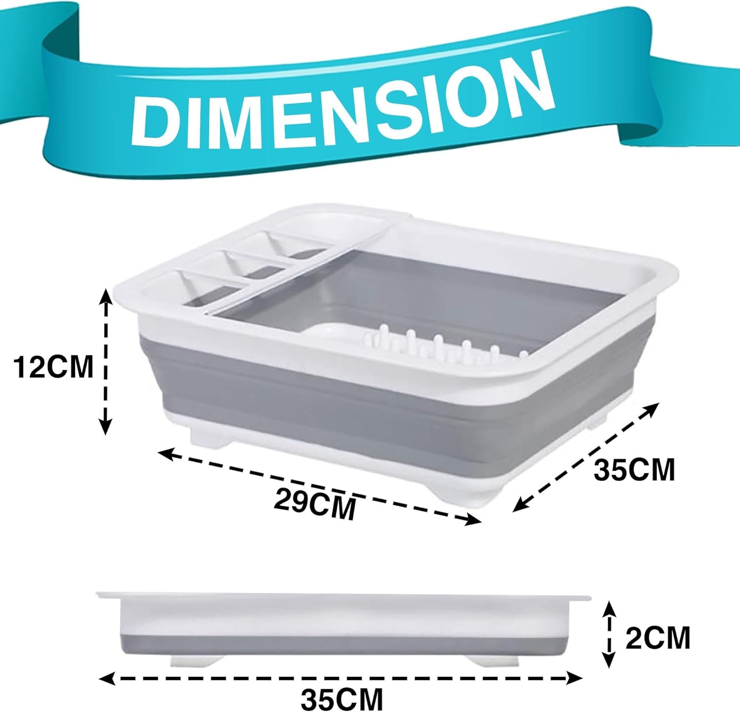 Collapsible Dish Drainer Compact Folding Portable Kitchen Sink Rack with Non-Scratch Plate Grips and Cutlery Utensil Holders Ideal for Home, Camping, Caravan and Travelling - Image 3