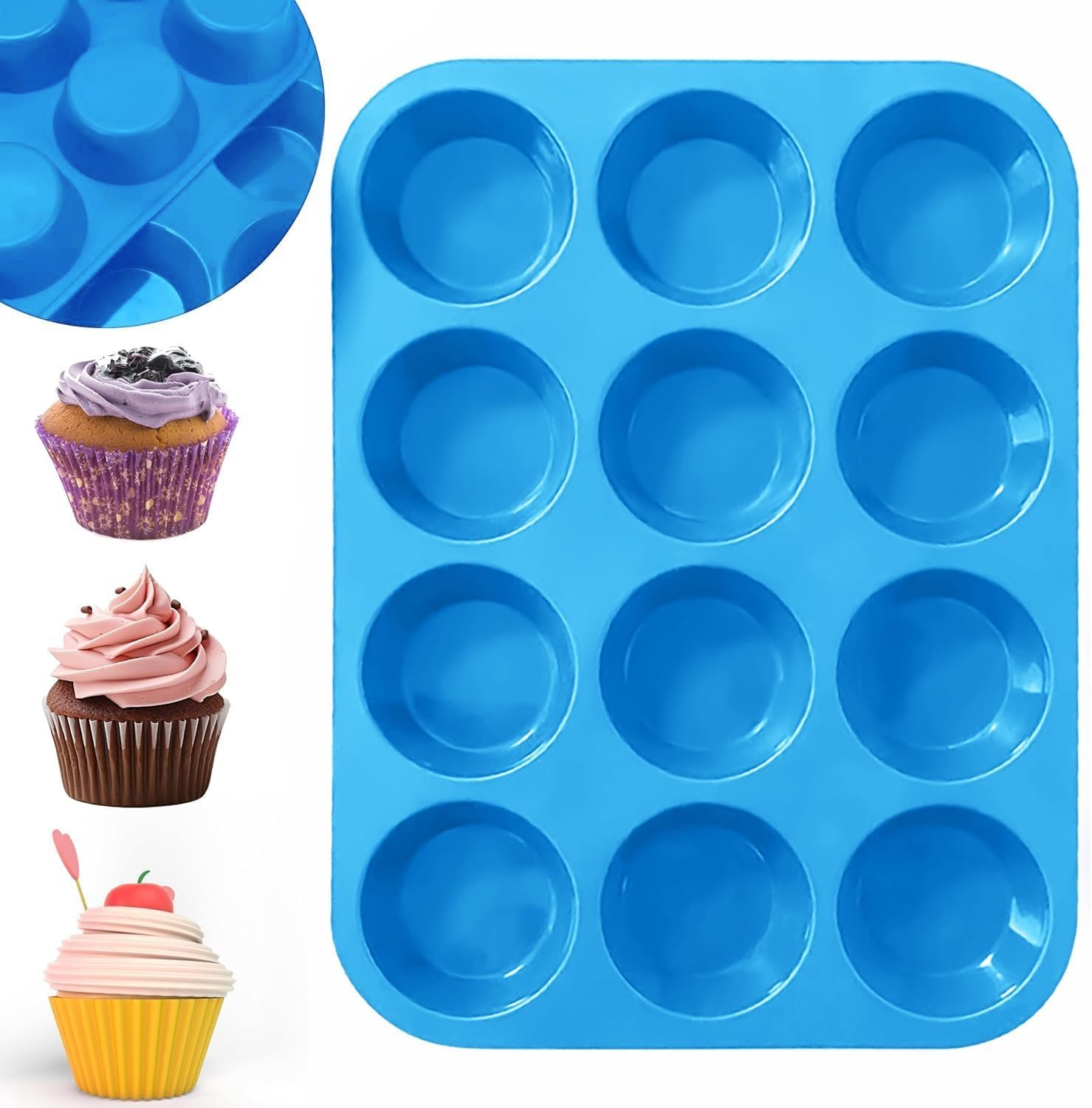 12-Piece Large Silicone Muffin Tray