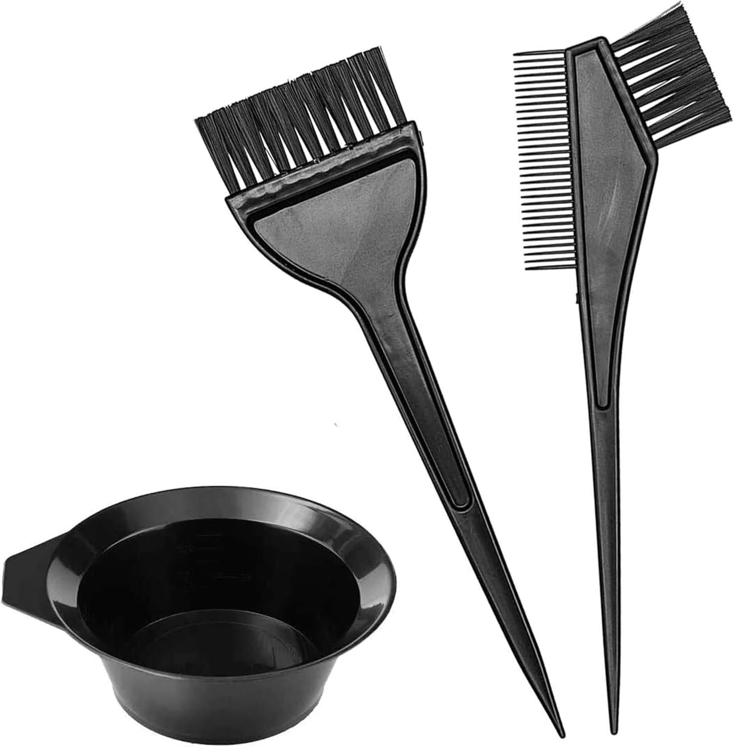 3 Pcs Professional Hair Dyeing Kit with Mixing Bowl and 2 Applicator Brushes | Plastic Hair Color Tools for DIY Coloring Bleaching Tinting Highlighting at Home or Salon Use