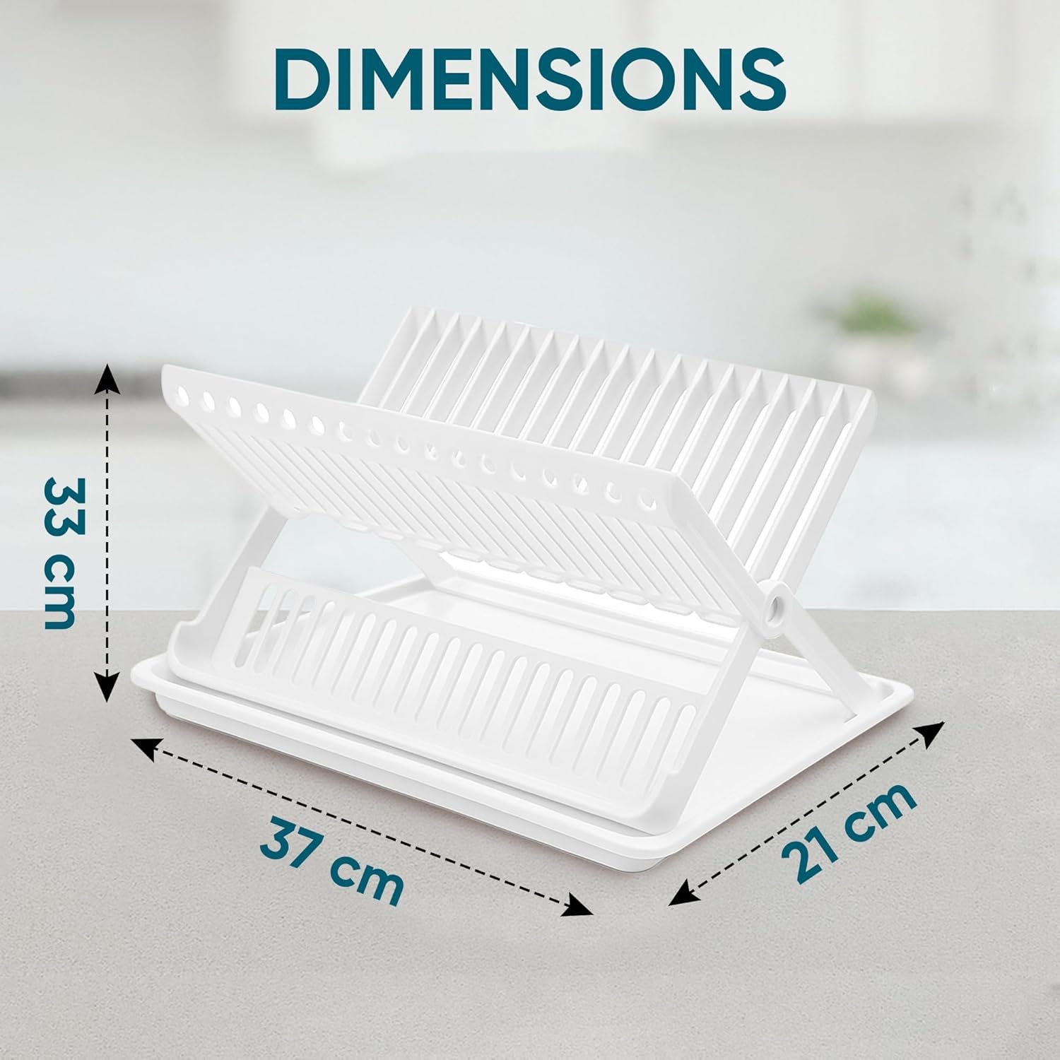 Folding Dish Drainer With Tray Dish Drainer With Drip Tray Cutlery Holder Folding Dish Drainer and Plate Drying Rack With Cutlery Holder (White) - Image 3