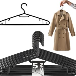 Clothes Hanger Coat Premium Quality Strong Plastic Non-slip Hangers (Black)