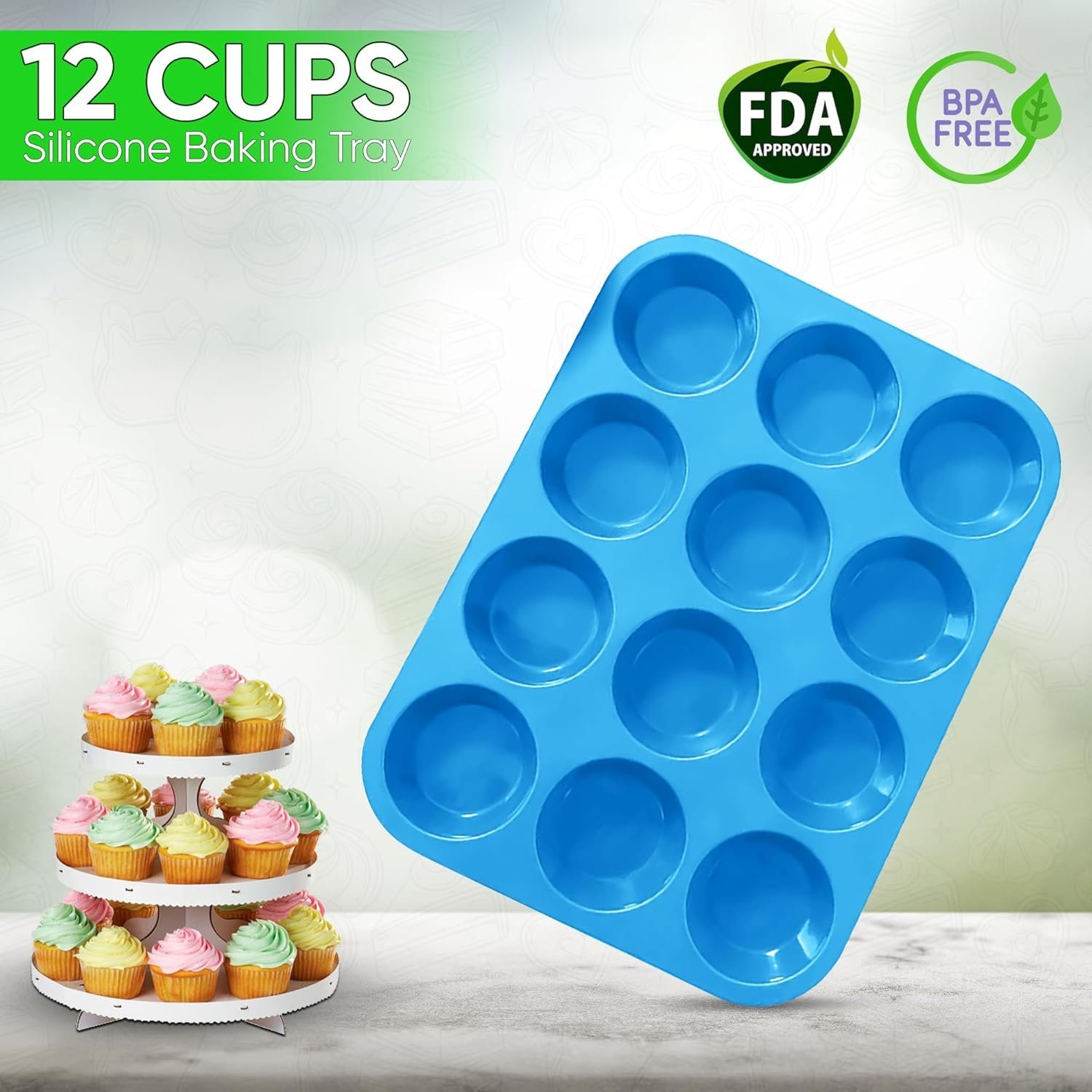 12-Piece Large Silicone Muffin Tray - Image 3
