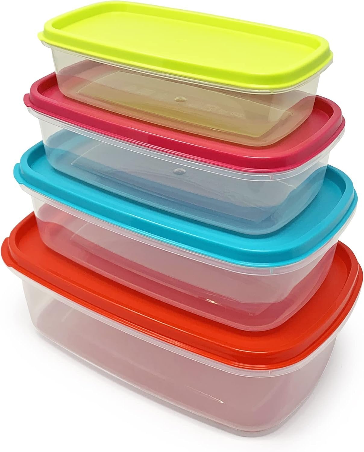 Set of 4 Food Storage Containers with Lids – Airtight & Stackable (250ml / 400ml / 700ml / 1000ml, Assorted Colors)