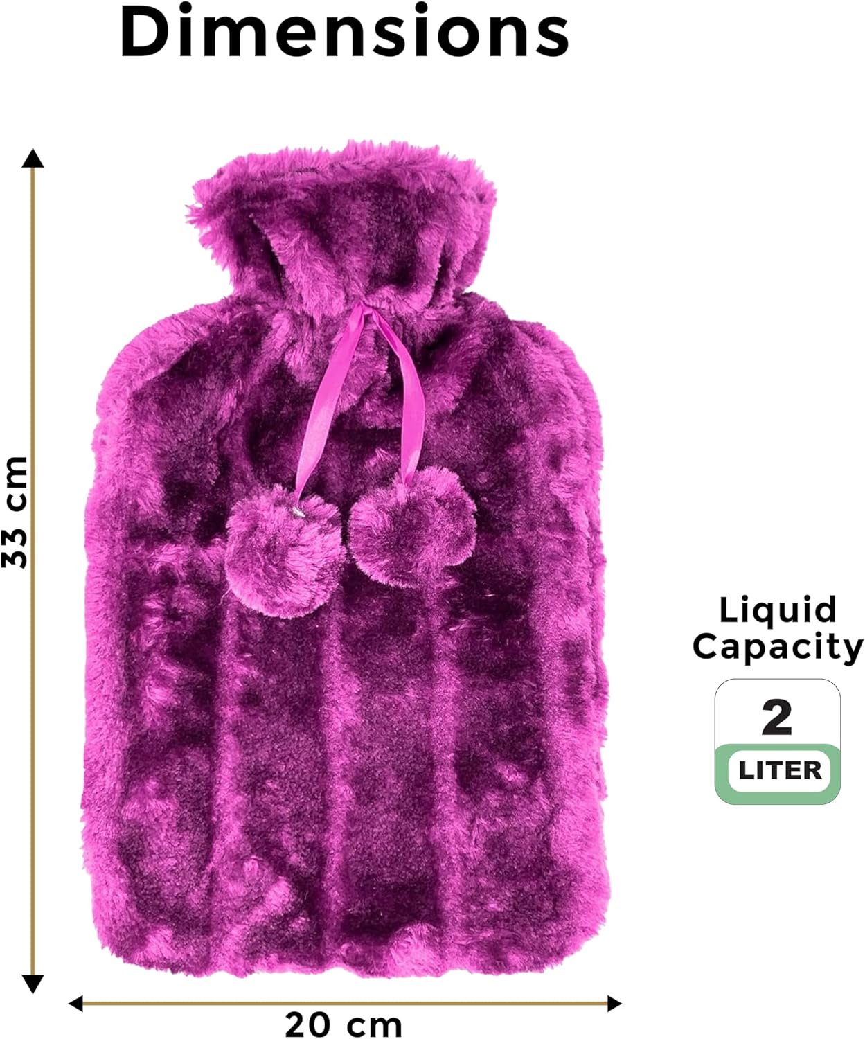 Premium Luxury 2 Litre Hot Water Bottle with Purple Faux Fur Cover – Soft Faux Fur Warm Bottle for Cozy Comfort & Heat Therapy - Image 2