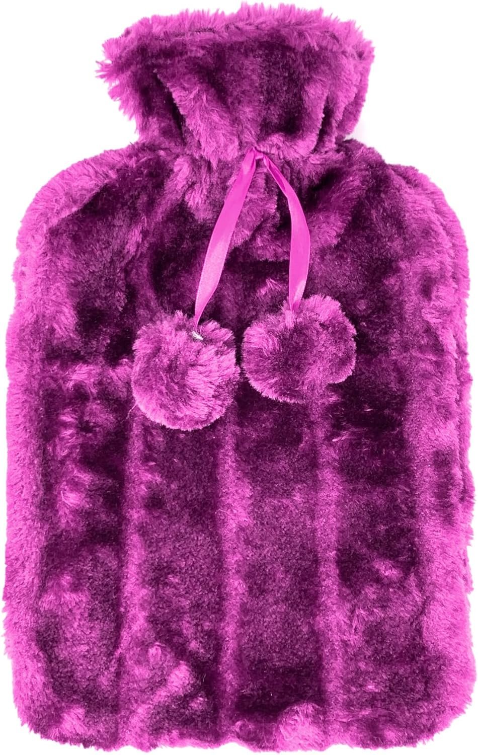 Premium Luxury 2 Litre Hot Water Bottle with Purple Faux Fur Cover – Soft Faux Fur Warm Bottle for Cozy Comfort & Heat Therapy - Image 3