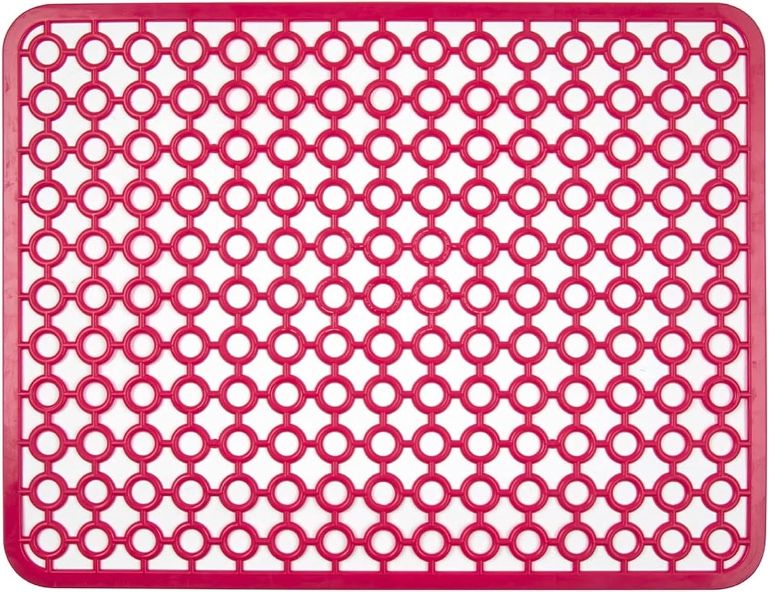 Flat Plastic Draining Mat For Washing Up Dish Tray Dryer Kitchen Sink Drainer Non Slip Compact Mat, Kitchen Counter-top for Glass, Cup, Plate, Dishes (Fuchsia - Rectangular Mat) - Image 2