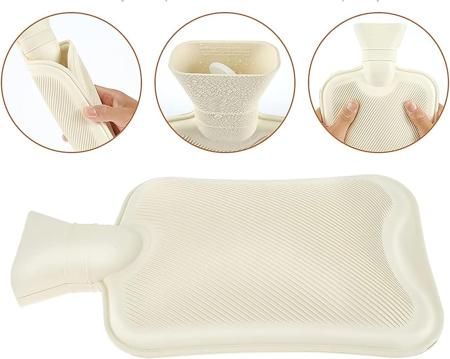 Elegant 2 Litre Hot Water Bottle with Light Grey Faux Fur Cover – Ultra-Soft Plush Design for Cozy Warmth, Pain Relief & Winter Use - Image 2