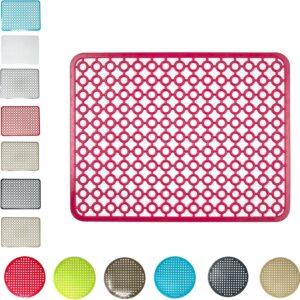 Flat Plastic Draining Mat For Washing Up Dish Tray Dryer Kitchen Sink Drainer Non Slip Compact Mat, Kitchen Counter-top for Glass, Cup, Plate, Dishes (Fuchsia - Rectangular Mat)
