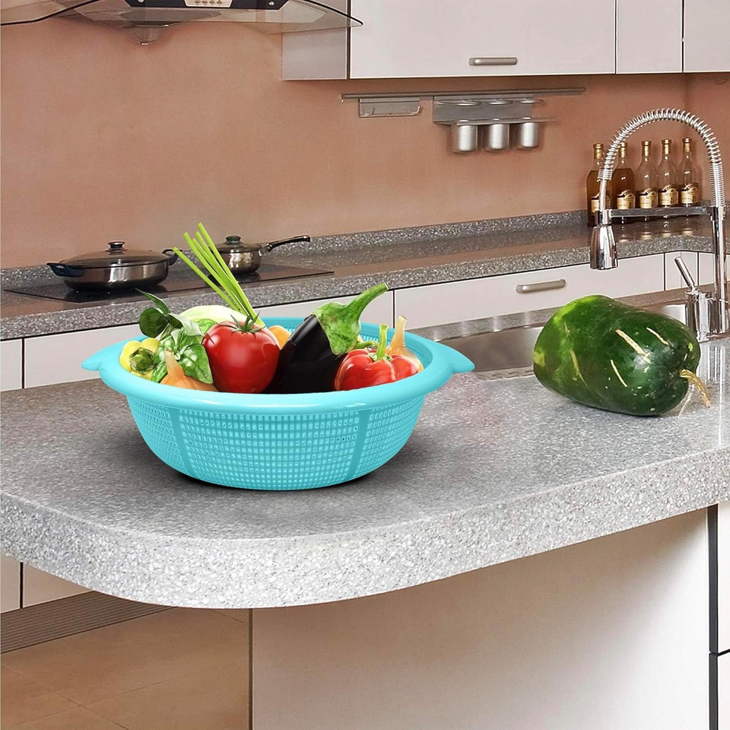 Plastic Colander – Food Sieve Strainer Basket - Image 2