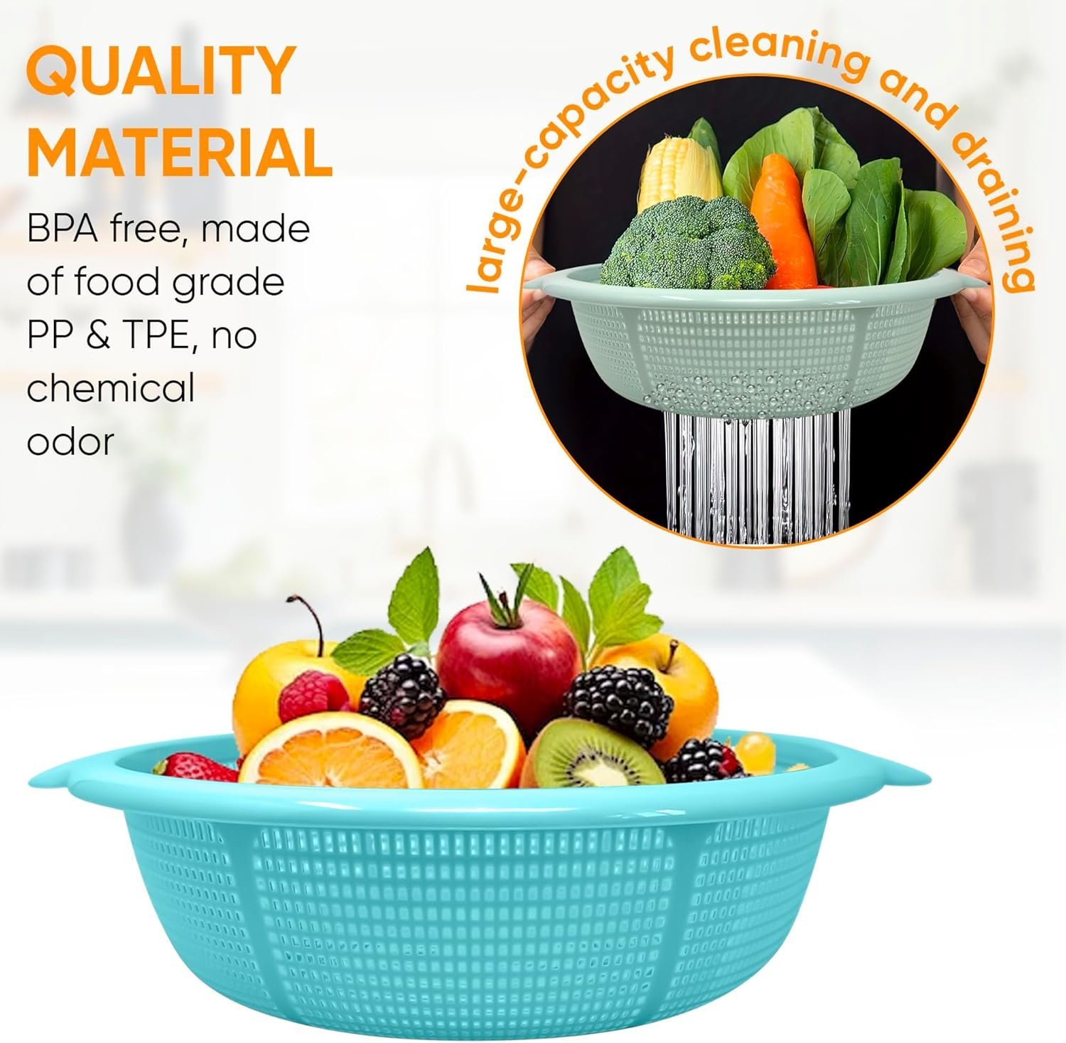 Plastic Colander – Food Sieve Strainer Basket - Image 4