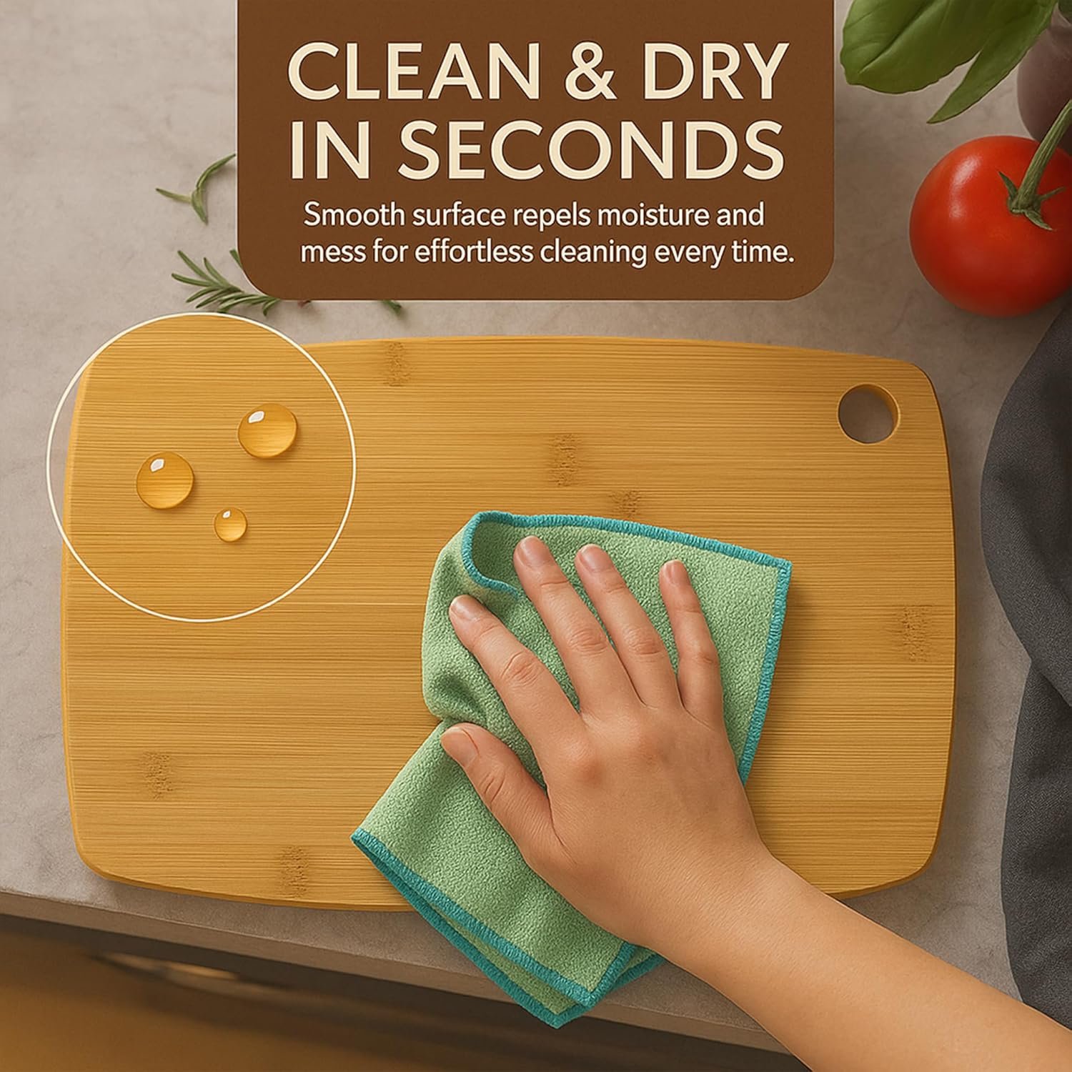 Set of 3 Natural Bamboo Chopping Cutting Slicing Board Set Wooden Serving Platter for Kitchen, Meat & Veggie Prep, Serve Bread, Food Crackers & Cheese (S,M,L) - Image 3