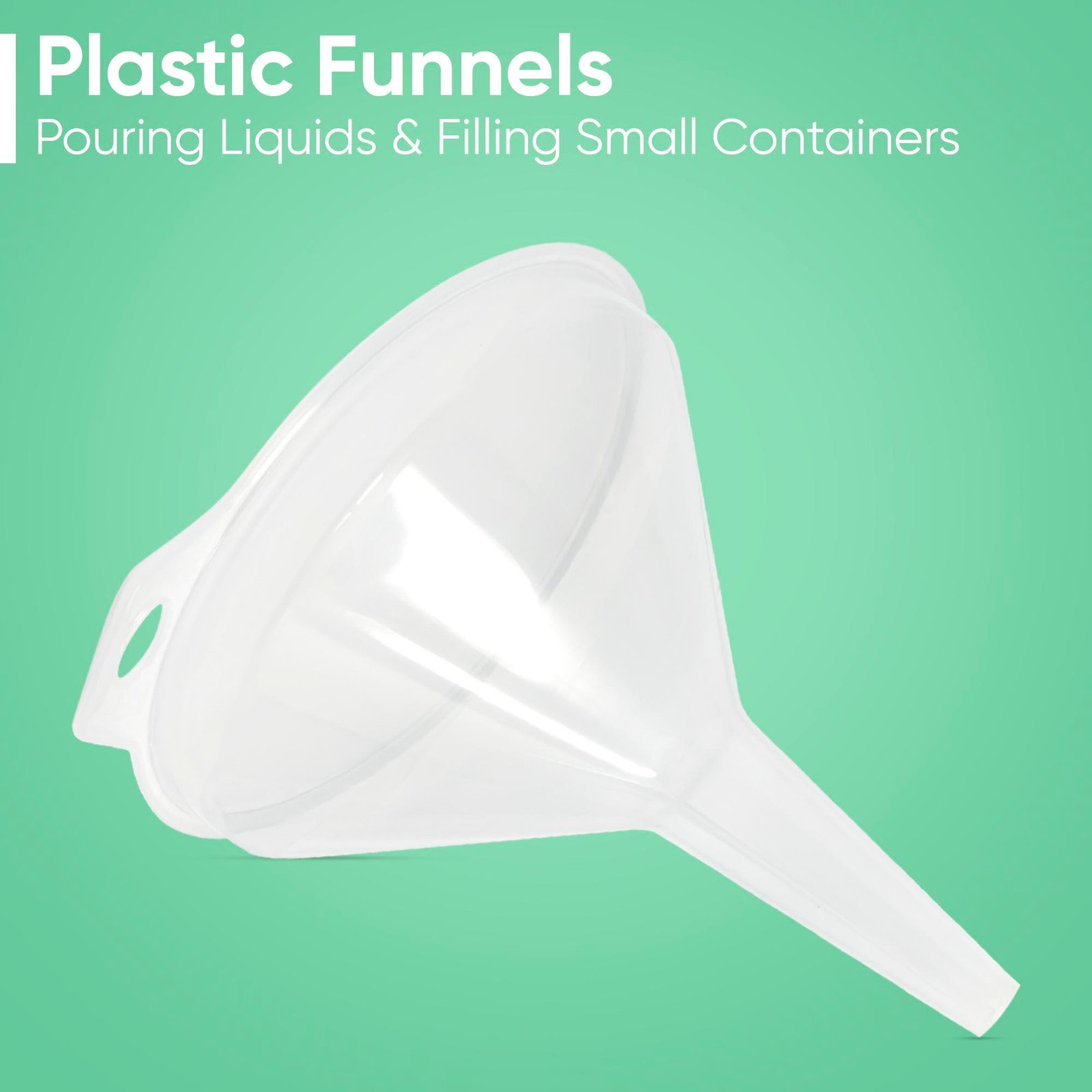 Set of 3 - Funnel for Liquid, Oil Transfer - Plastic Funnel for Narrow Necked Bottles (1-A - Transparent) - Image 2
