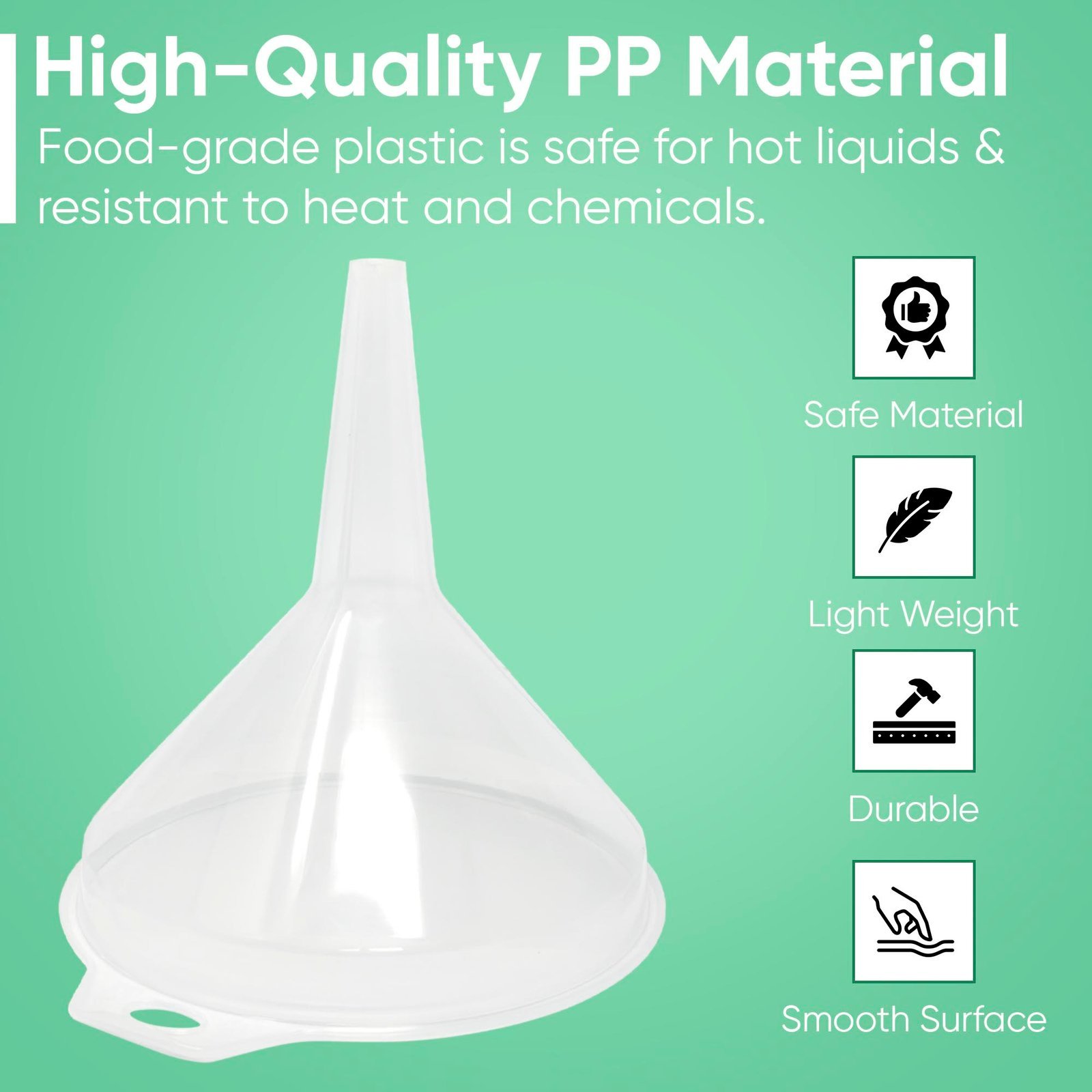 Set of 3 - Funnel for Liquid, Oil Transfer - Plastic Funnel for Narrow Necked Bottles (1-A - Transparent) - Image 5