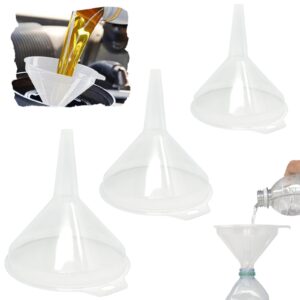 Set of 3 - Funnel for Liquid, Oil Transfer - Plastic Funnel for Narrow Necked Bottles (1-A - Transparent)